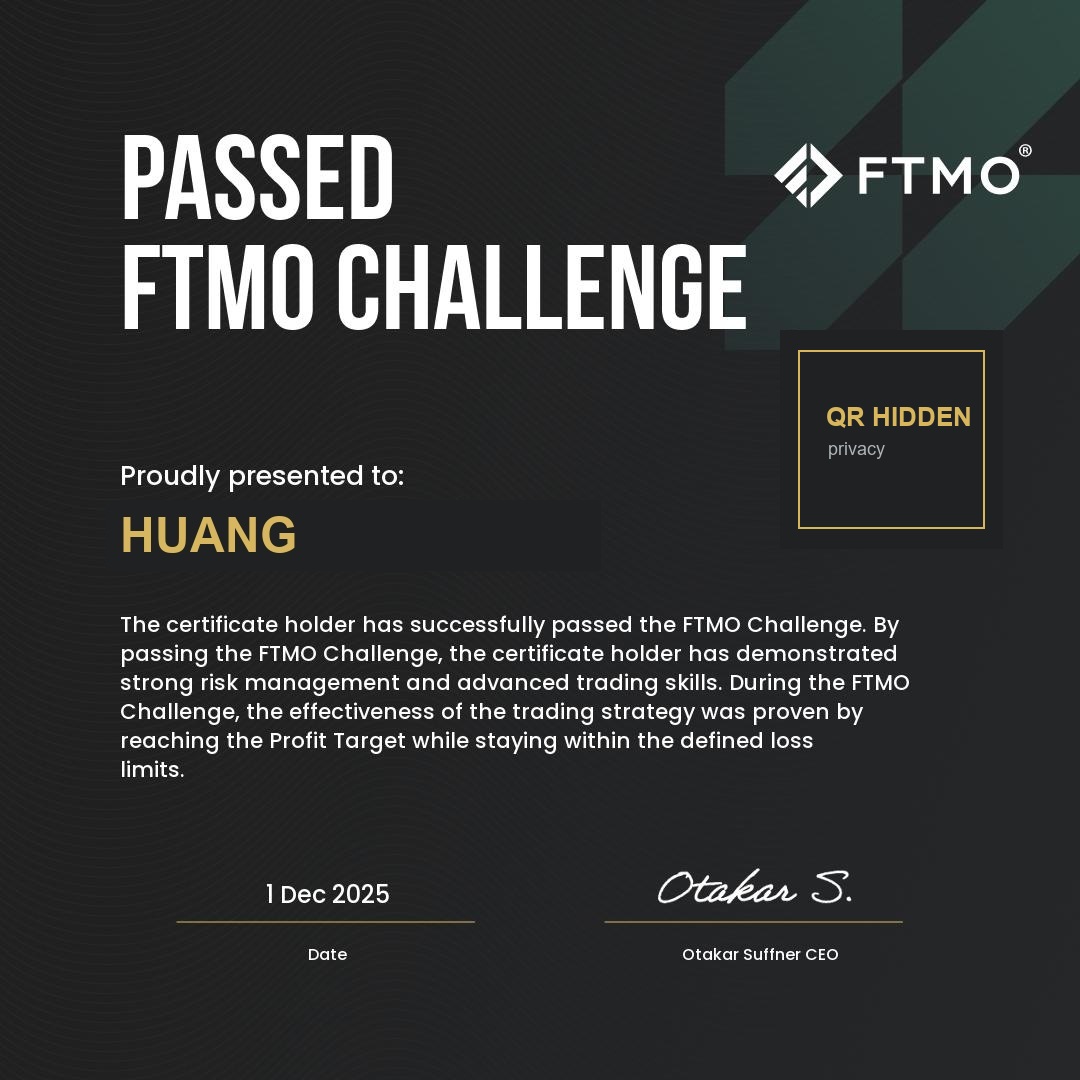 Passed FTMO Challenge 1 Dec 2025