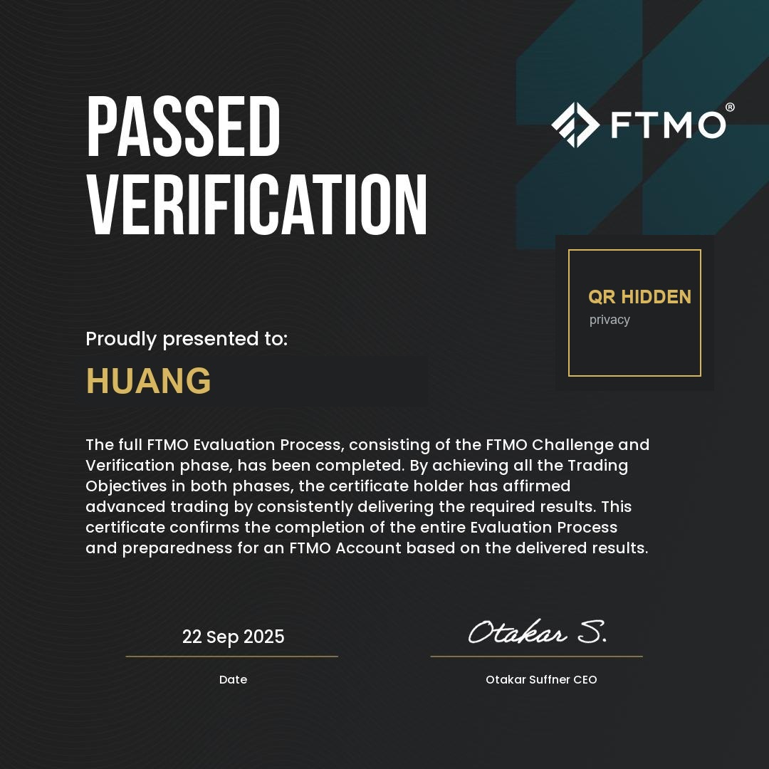 Passed FTMO Verification 22 Sep 2025